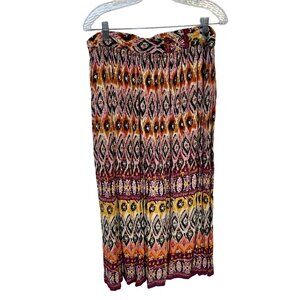 Womens Boho Maxi Full Skirt Multicolored India Orange Brown Western XL Chaundry